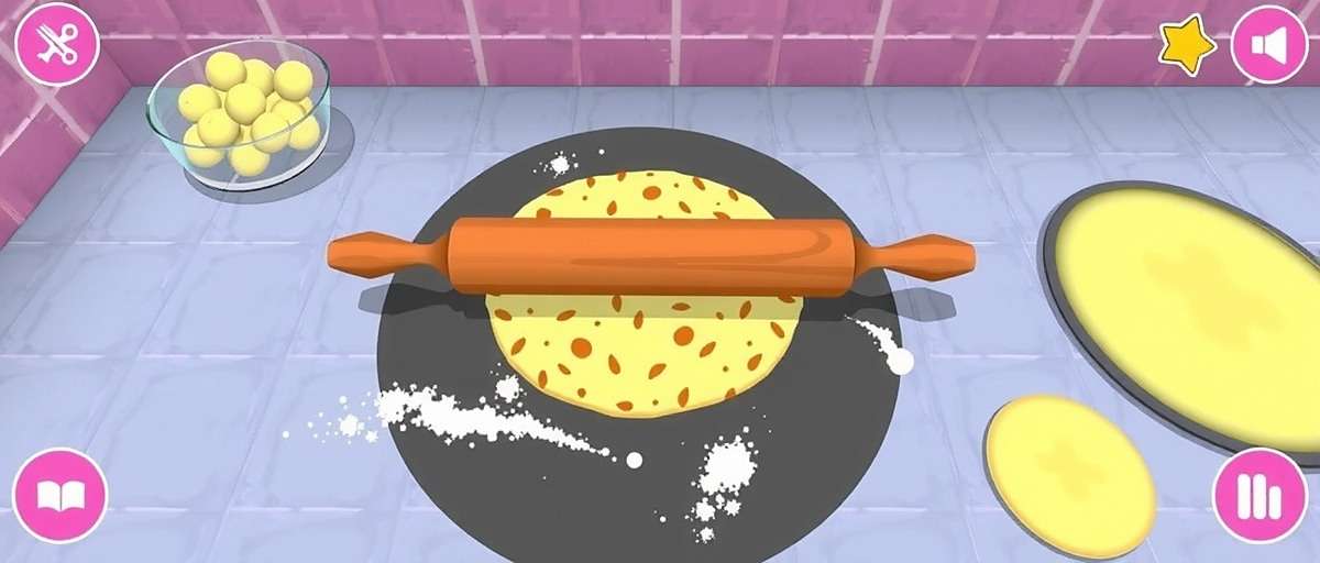 Roti Rolling Race Gameplay - Digital Roti Making Experience Roti Rolling Race gameplay showing virtual roti making process with rolling pin and dough